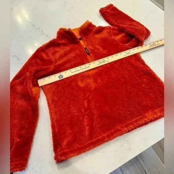 ATHLETA Polartec Sherpa Quarter Zip Sweater Sweatshirt Top Orange SIze Small S - Picture 4 of 5